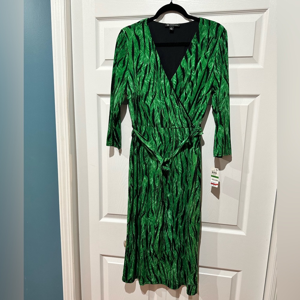 INC International Concepts green tiger print dress, size large, NWT